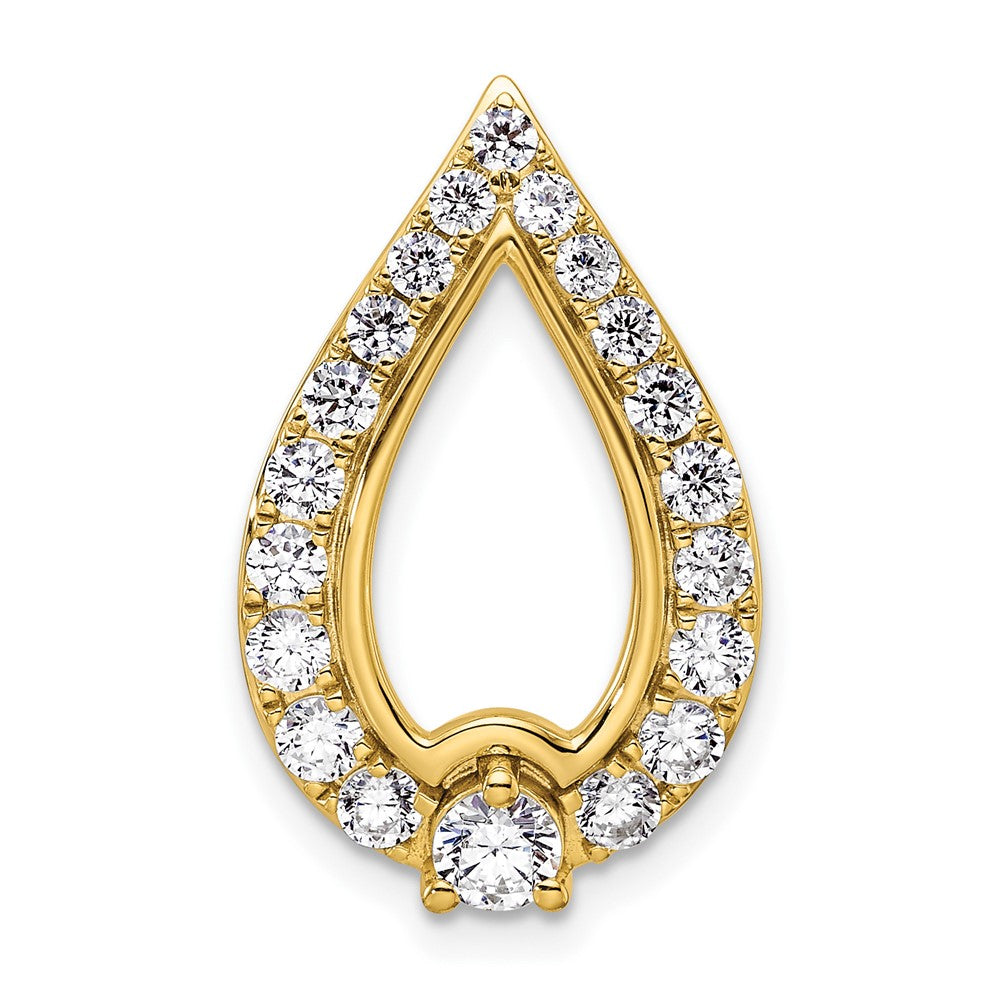 14k 1 ct Lab Grown Diamond VS/SI+ G+ Teardrop Chain Slide Pendant